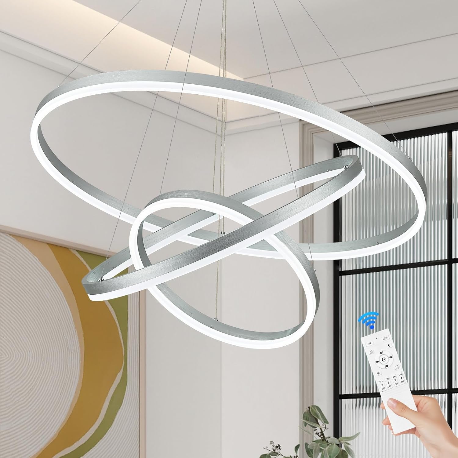 9-Ring Modern LED Dimmable Foyer Chandelier