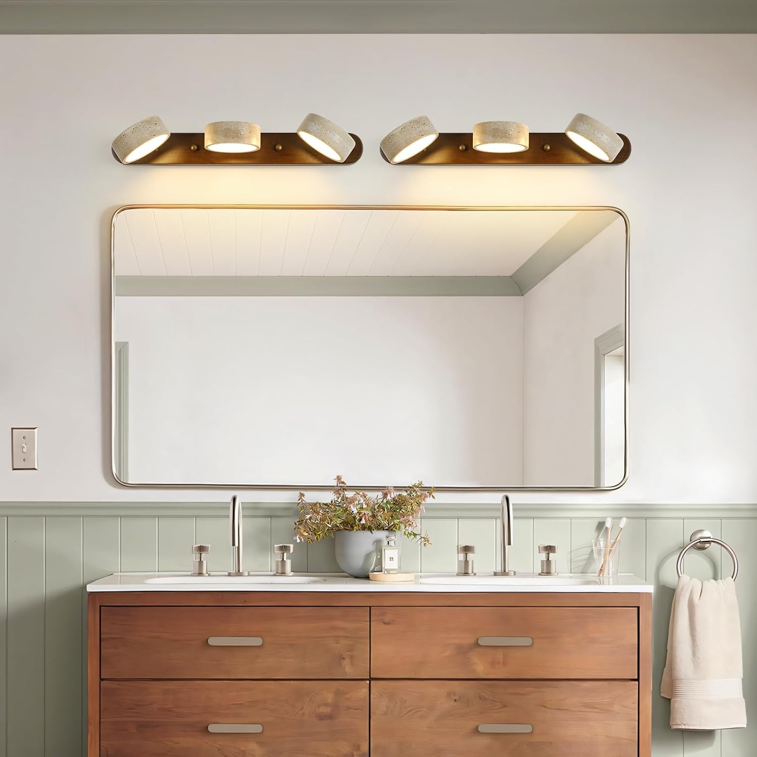 Wood Farmhouse 3-Light Bathroom Vanity Wall Lamp