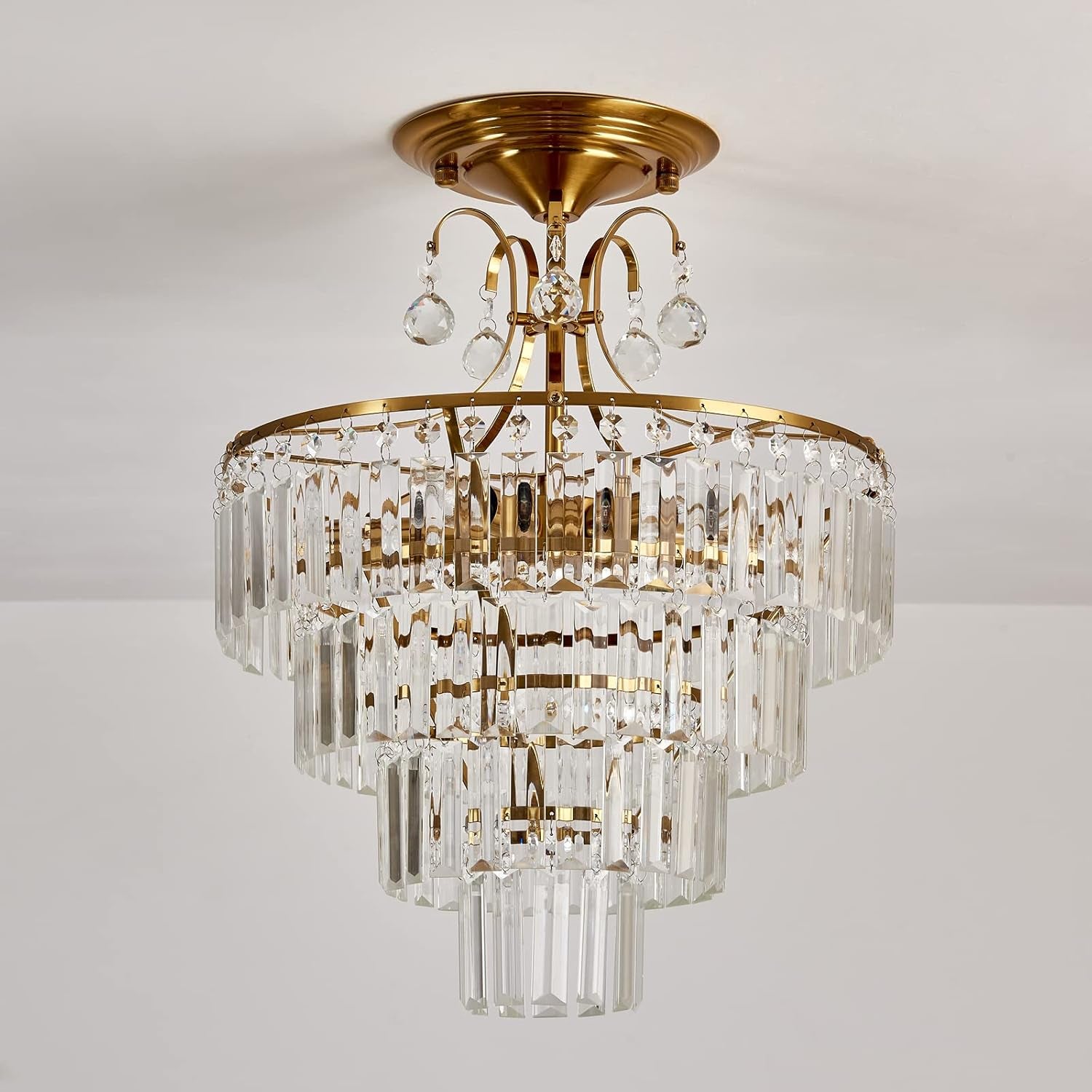 5-Light Gold Crystal Chandelier Fixture