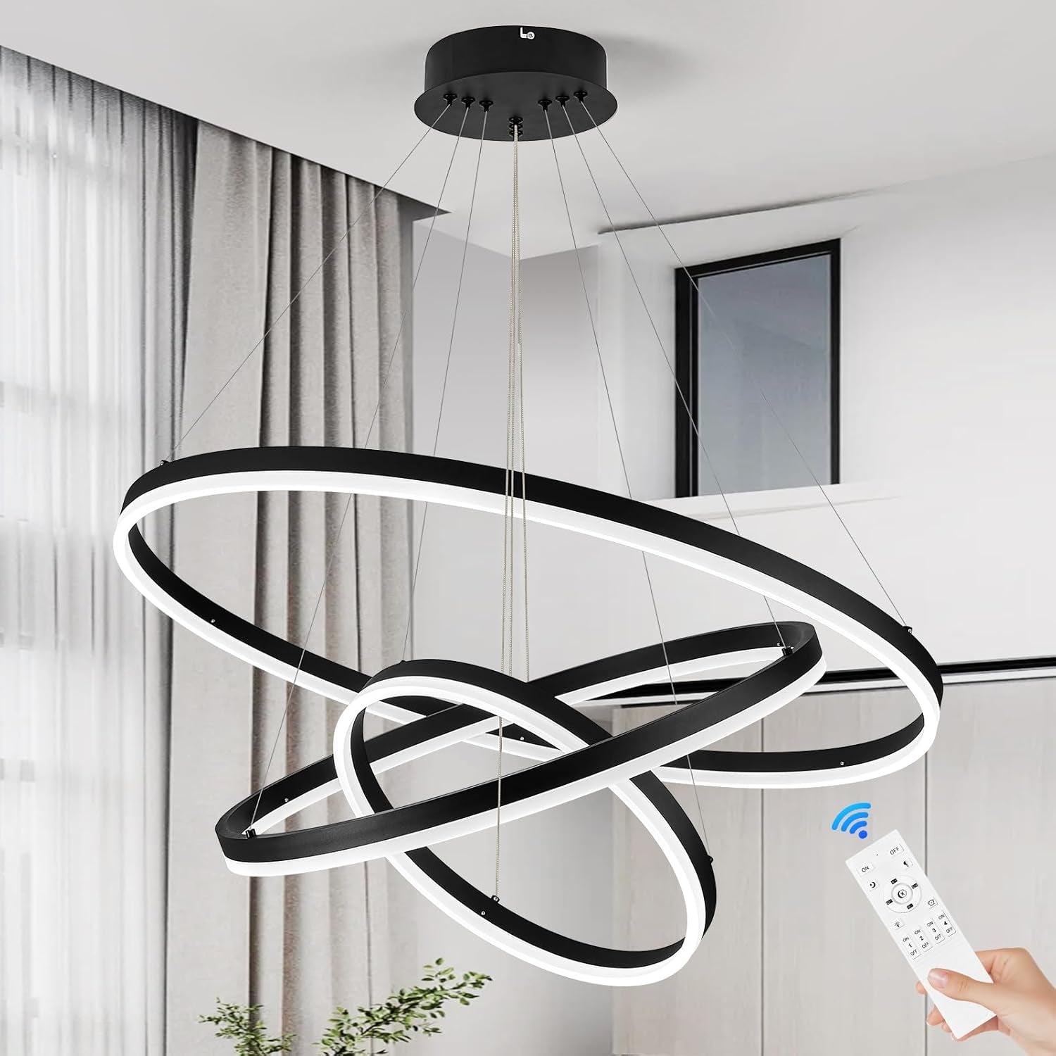 9-Ring Modern LED Dimmable Foyer Chandelier