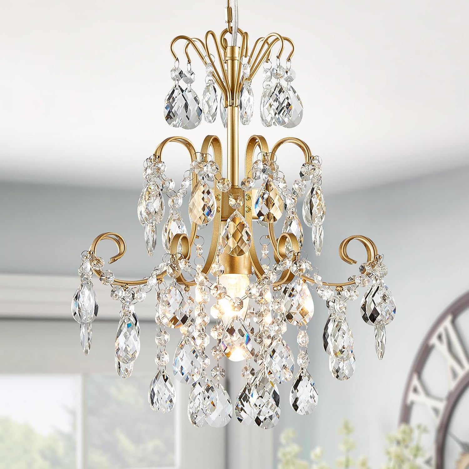 Gold Crystal Flush Mount Chandelier