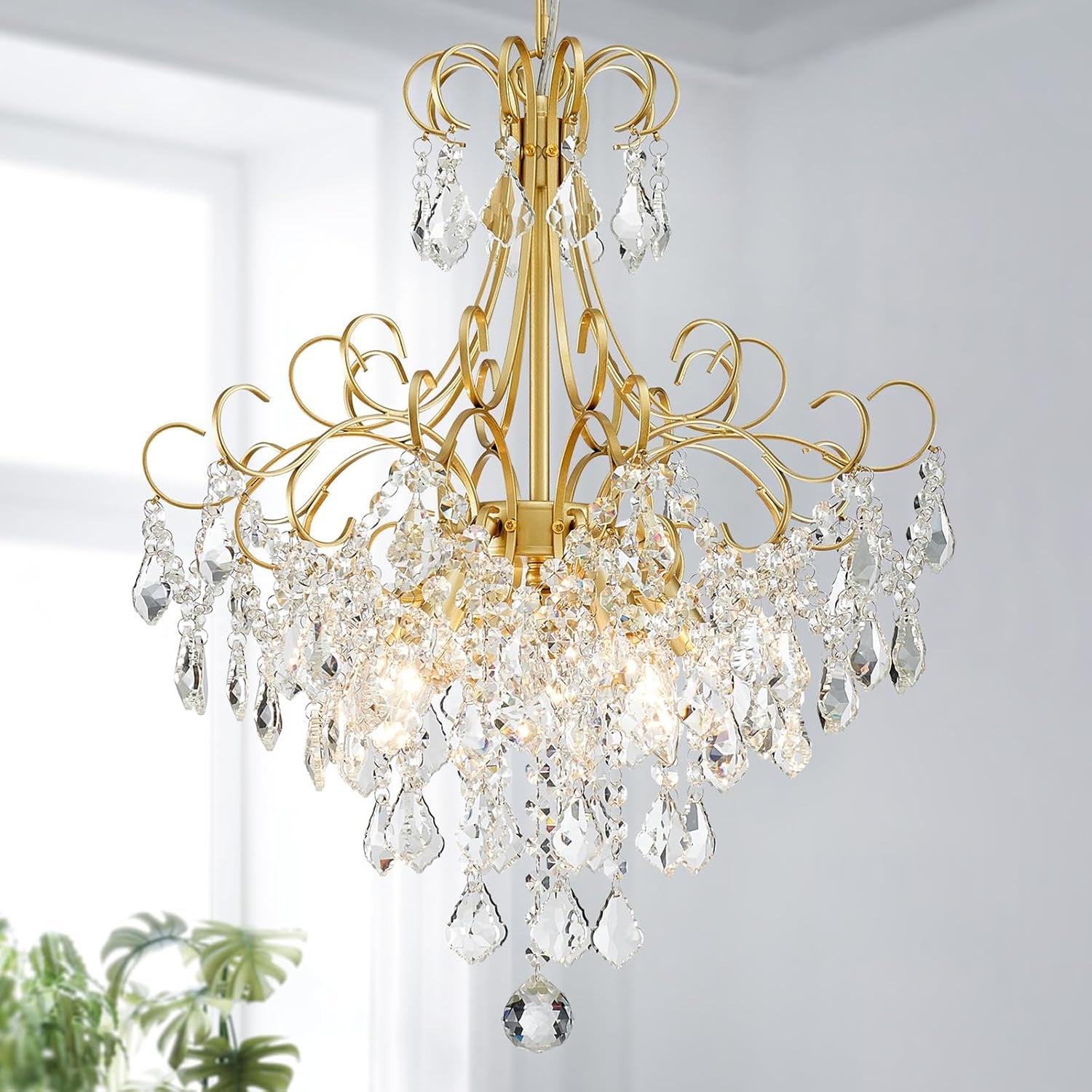 Gold Crystal Flush Mount Chandelier