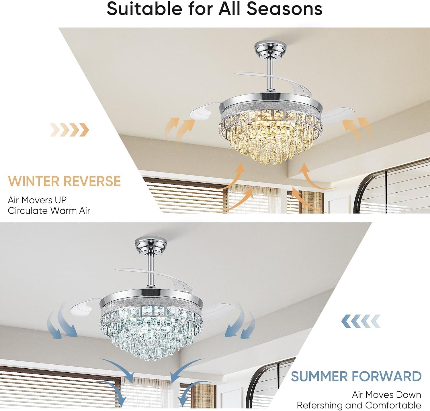 42" Crystal LED Fandelier Ceiling Fan Light