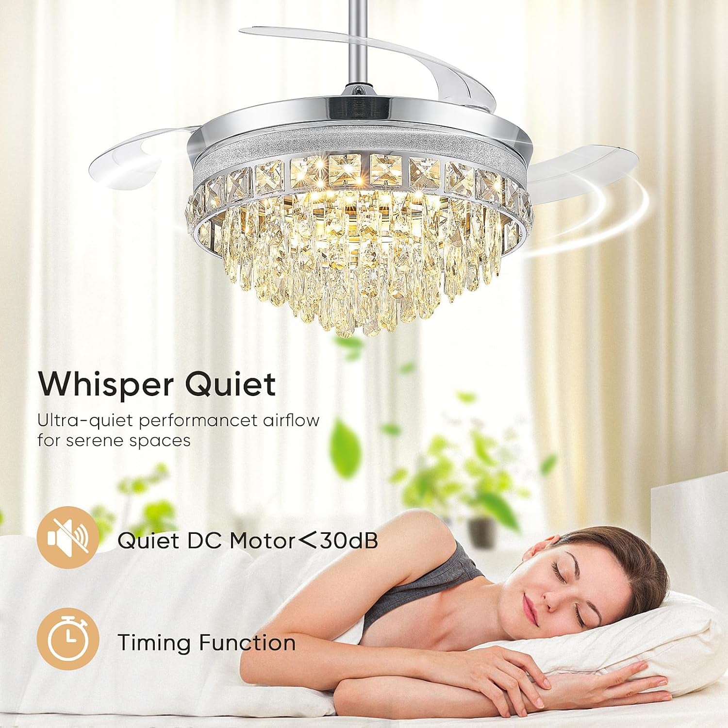42" Crystal LED Fandelier Ceiling Fan Light