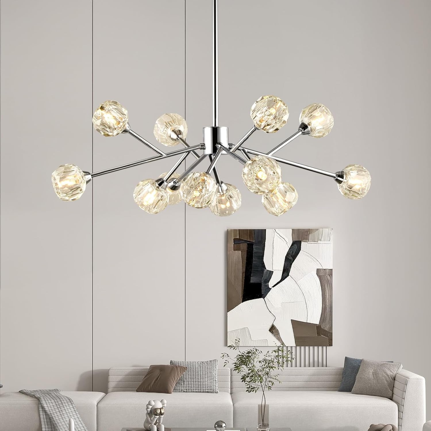 9-Light Gold Sputnik Crystal Chandelier