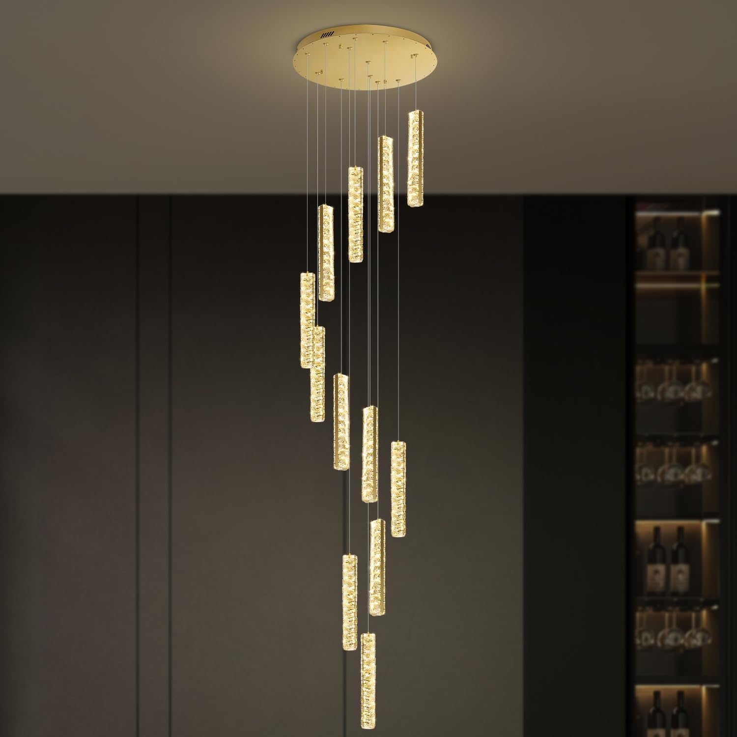 Gold 5-Light Raindrop Pendant Chandelier