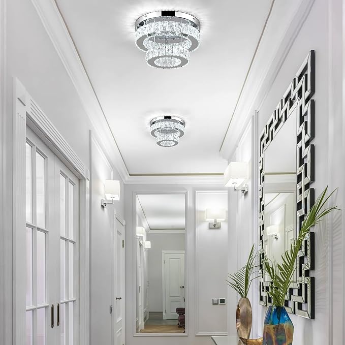 7.9" LED Crystal Flush Mount Light – 16W Cool White
