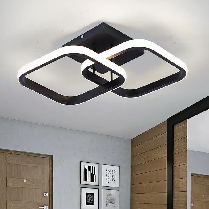 Gold Square LED Ceiling Light – 6000K, Modern