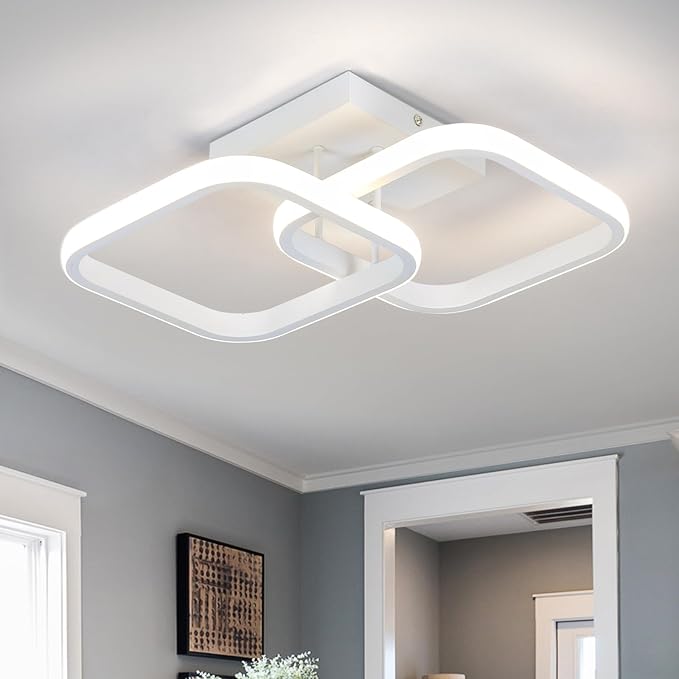 Gold Square LED Ceiling Light – 6000K, Modern