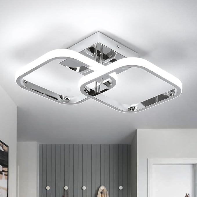 Gold Square LED Ceiling Light – 6000K, Modern