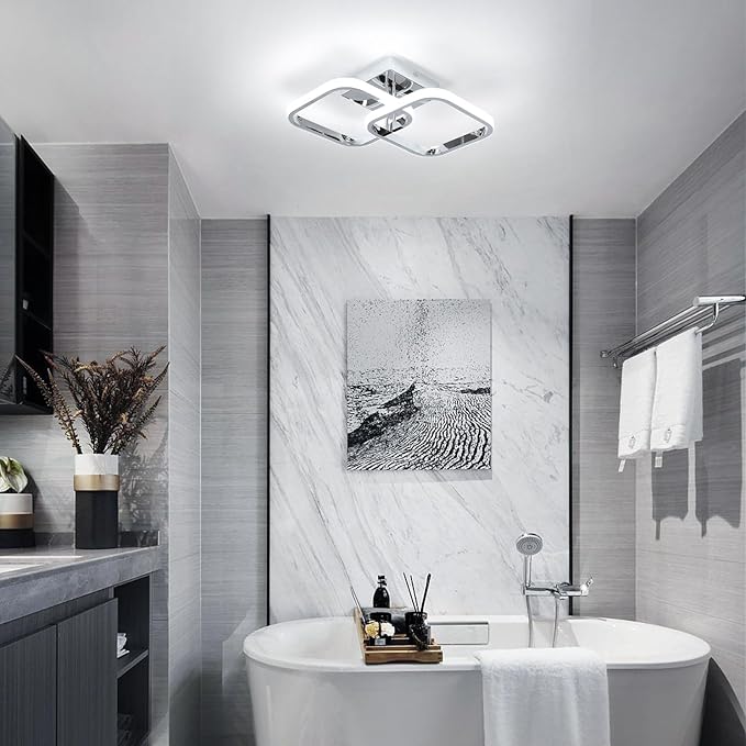 Gold Square LED Ceiling Light – 6000K, Modern
