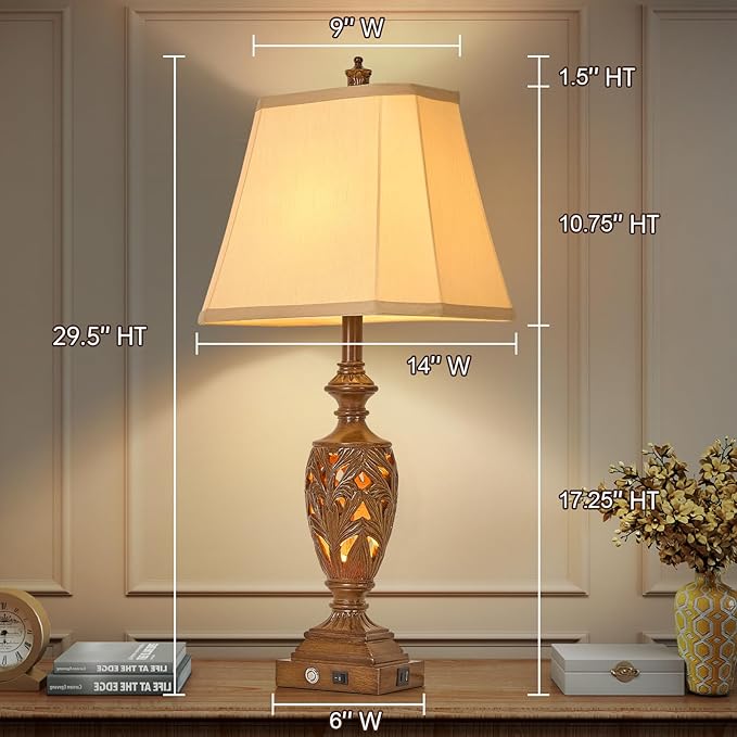 29.5" Touch Table Lamps Set – USB, 3-Way Dim