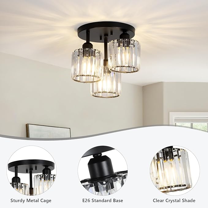 3-Light Style Semi Flush Mount