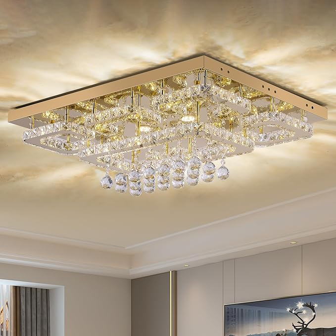 LED Crystal Rectangular Flush Mount
