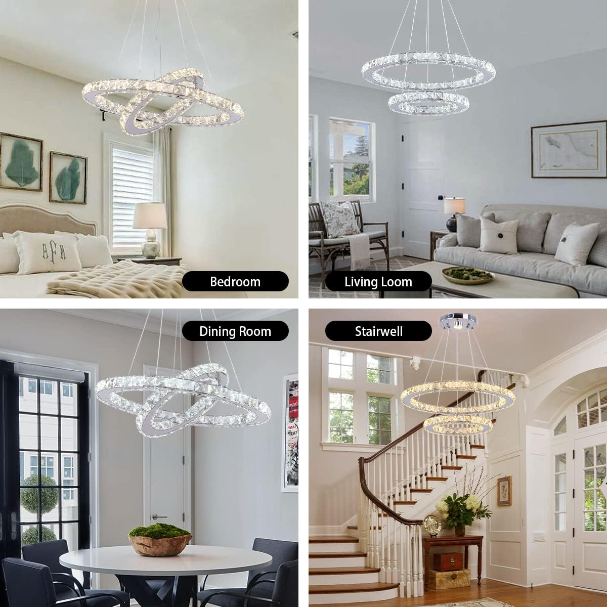 LED Modern Crystal Chandelier White