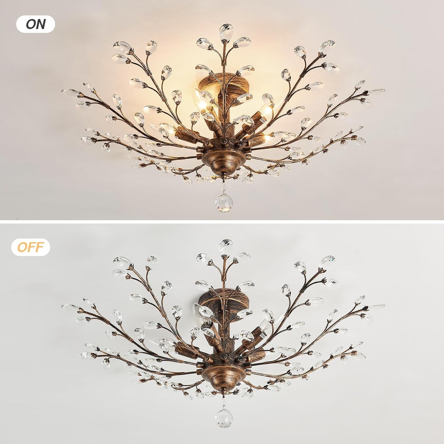 5-Light Bronze Vintage Crystal Chandelier