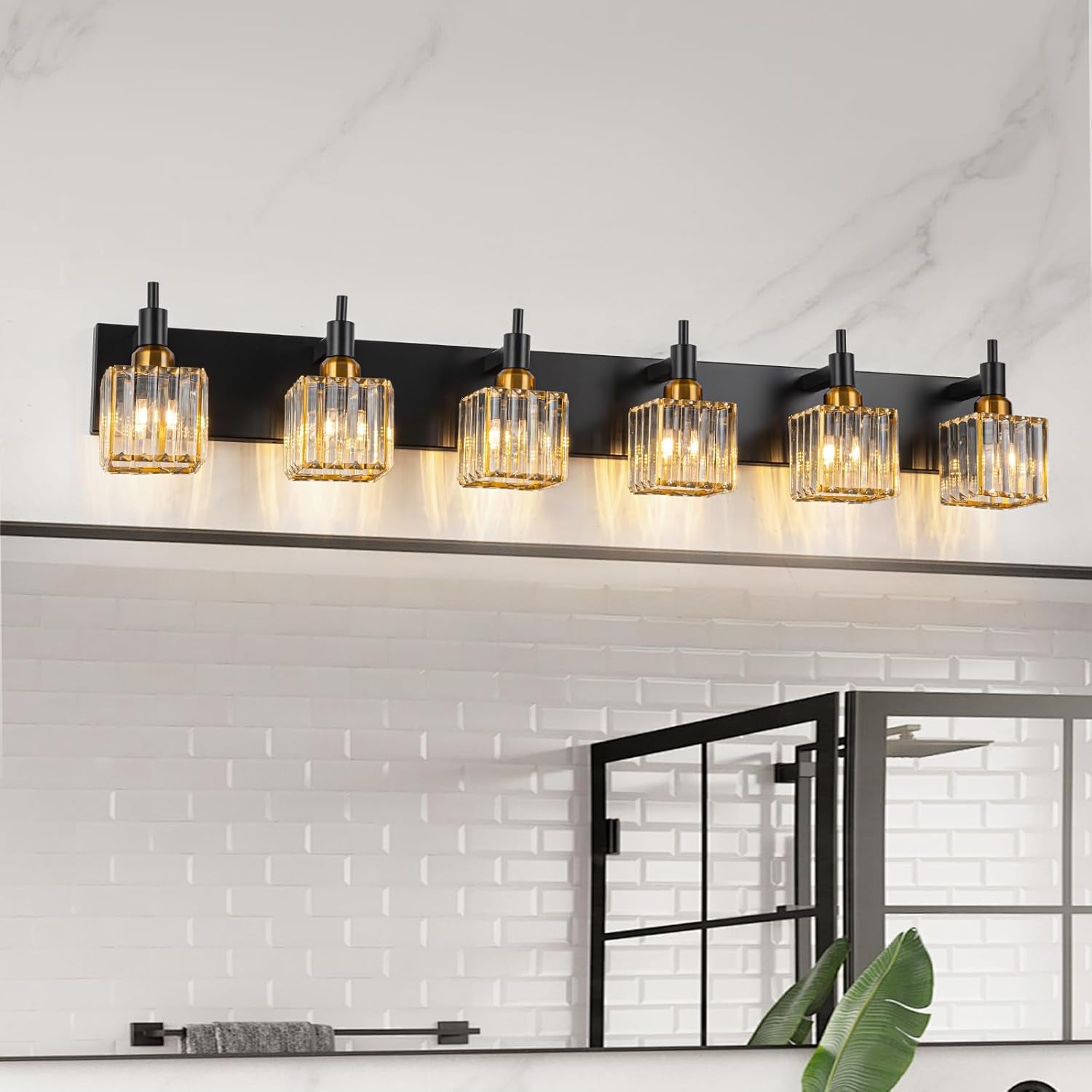 Gold Modern 3-Light Crystal Bathroom Vanity Light
