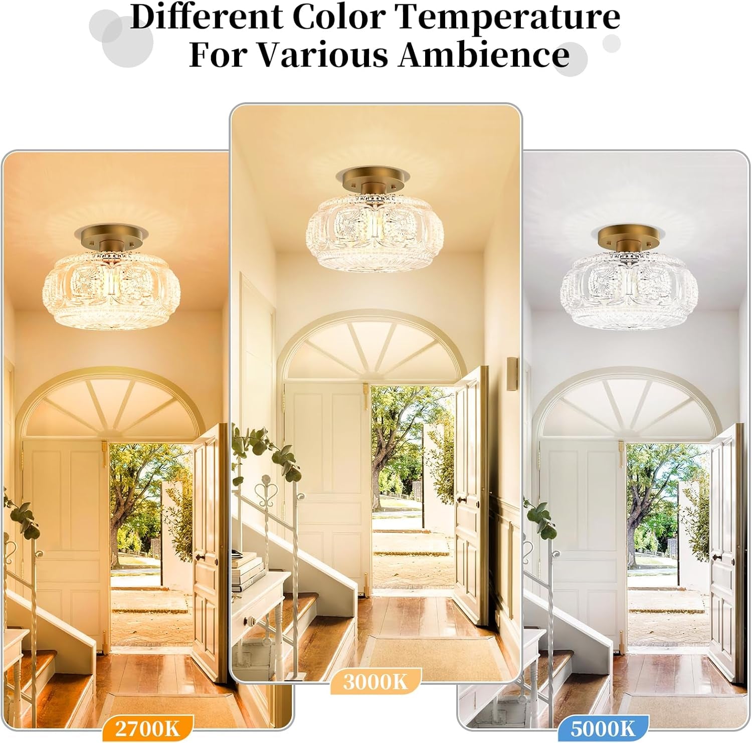Gold Semi Flush Mount Light – Vintage Glass