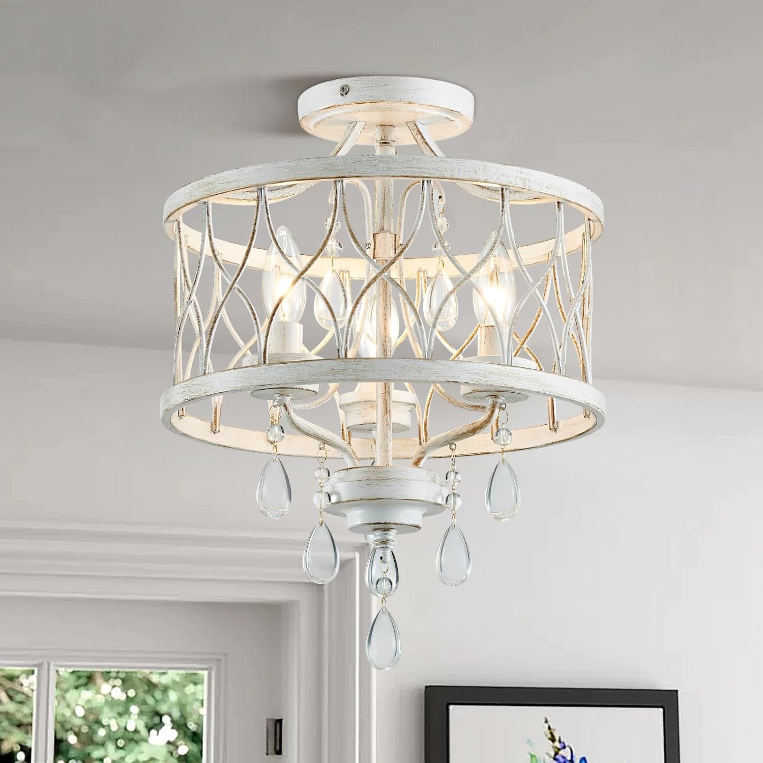 Farmhouse Rustic Crystal Ceiling Light