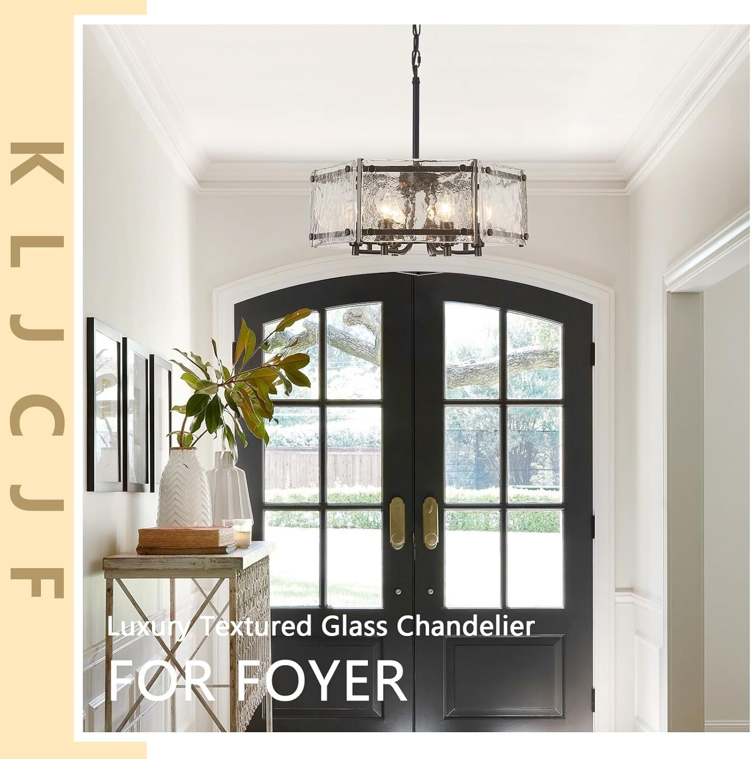 18.7" 6-Light Modern Black Glass Drum Chandelier