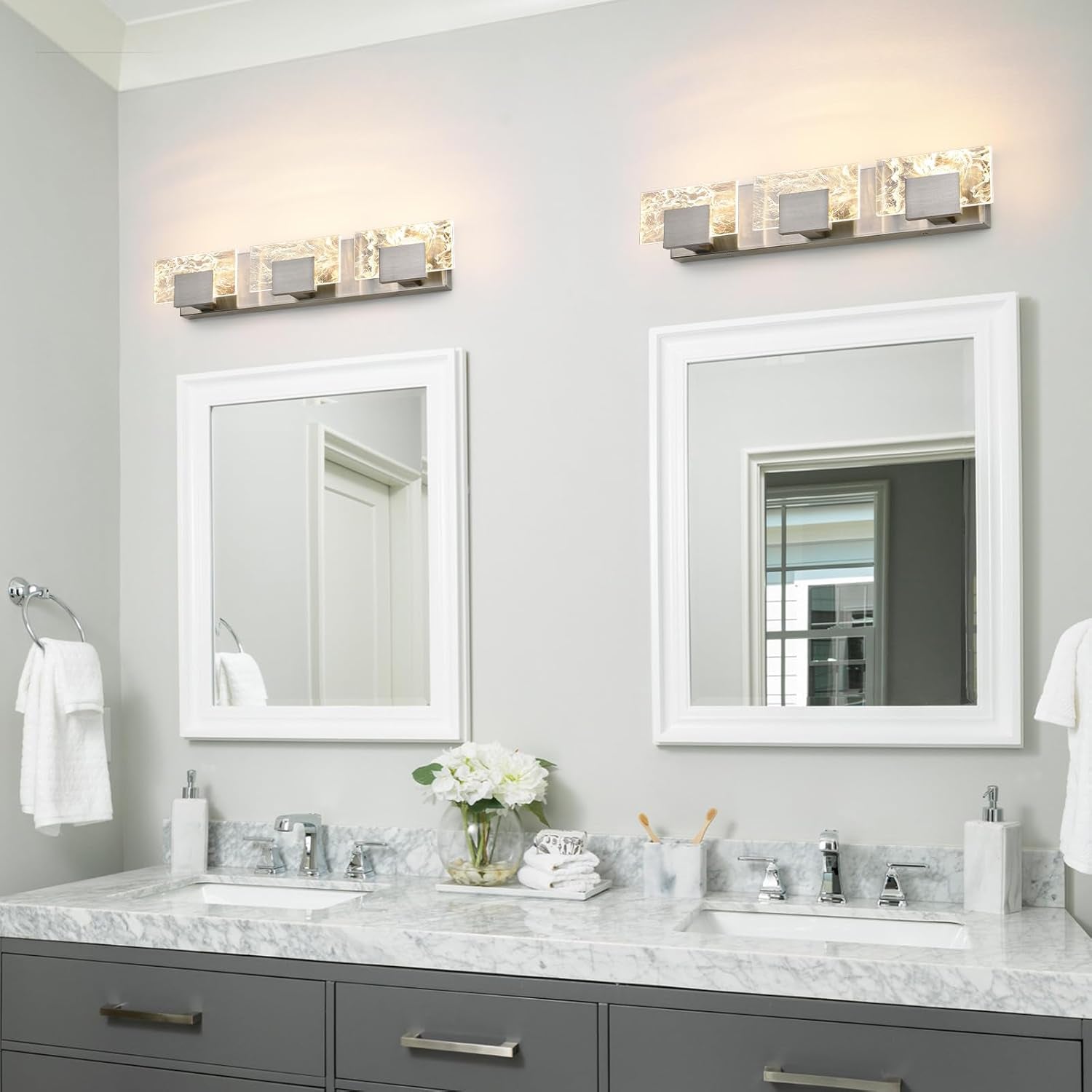 24” LED Brushed Nickel 3-Light Bathroom Vanity Light