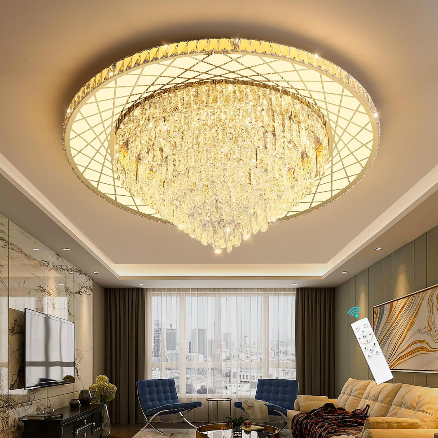 Modern Glam 24" Crystal Chandelier – Gold Finish