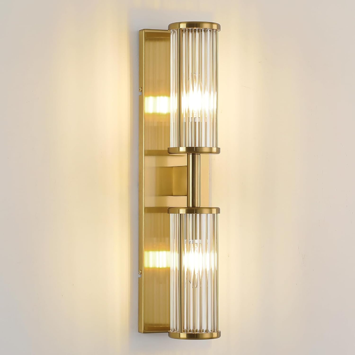 2-Light Brushed Brass Vanity Wall Lamp