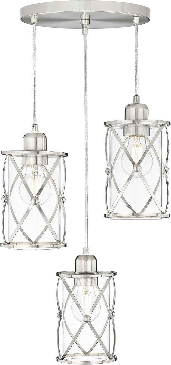3-Light Brushed Nickel Pendant Chandelier