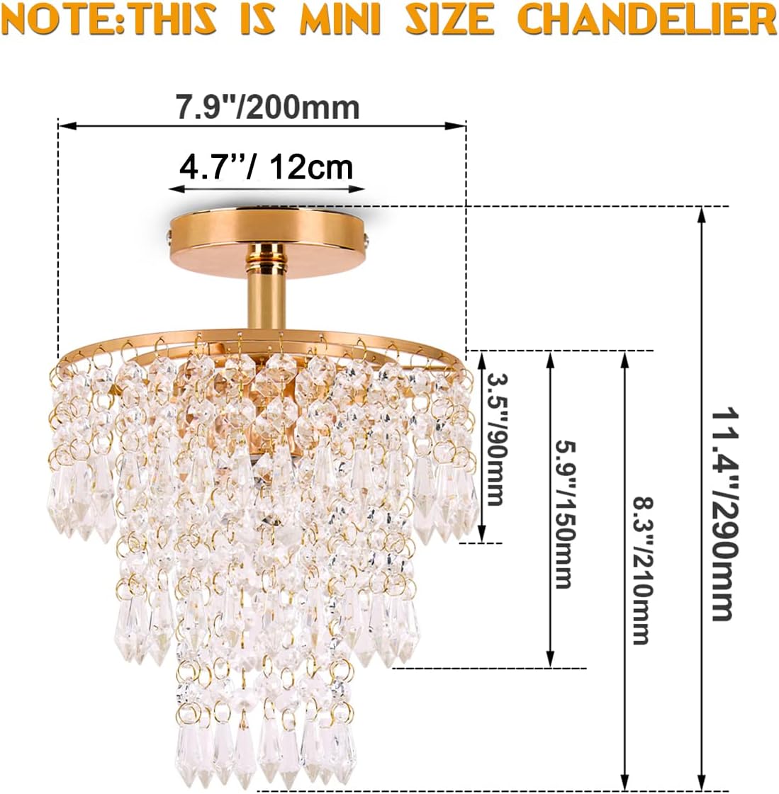 Mini Gold Crystal Flush Mount – 3-Tier