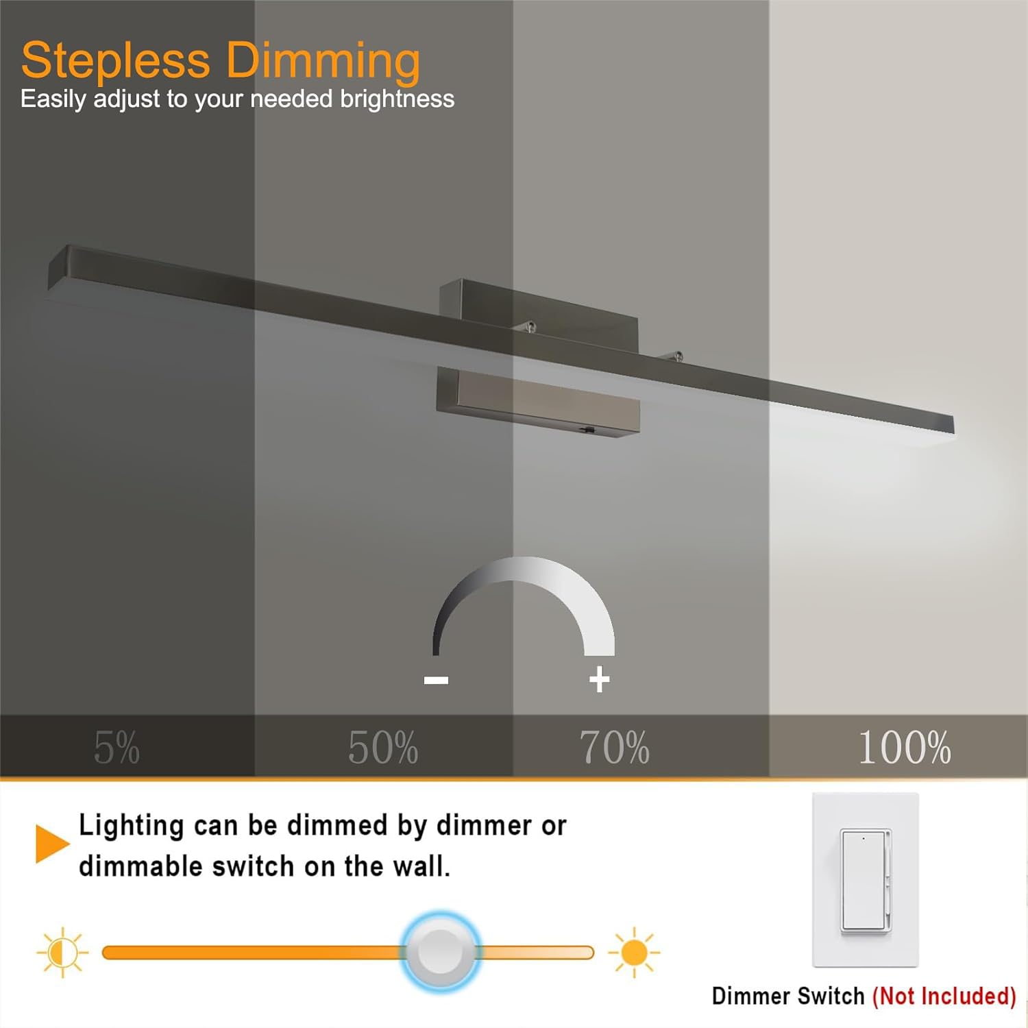 48" LED Vanity Light – Brushed Nickel, 5CCT