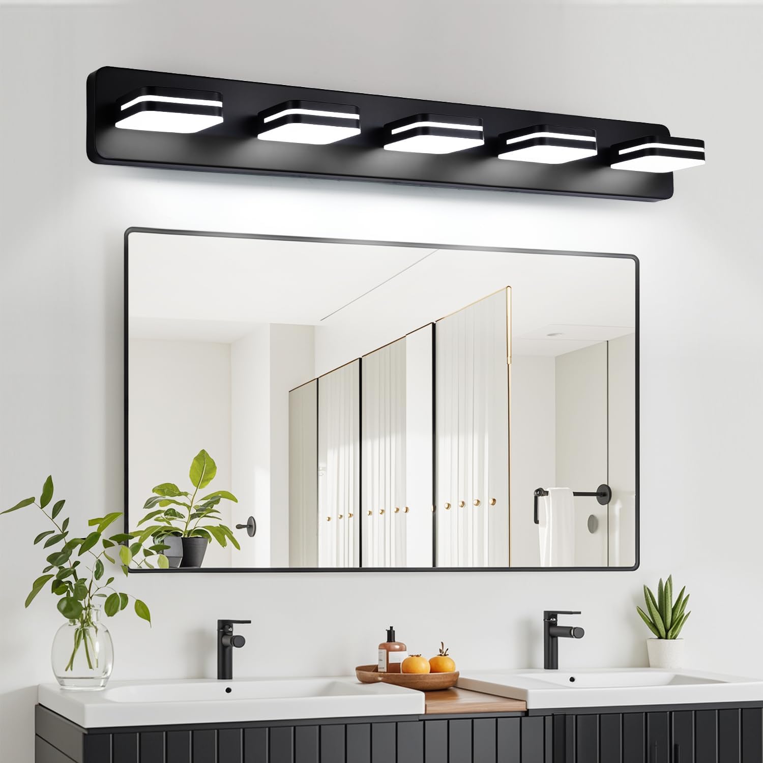 Modern 5-Light Black LED Vanity Fixture