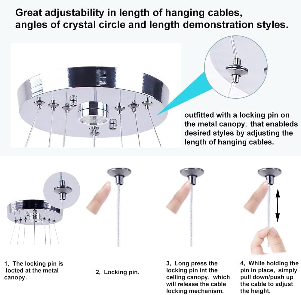LED 2-Ring Modern Crystal Chandelier White