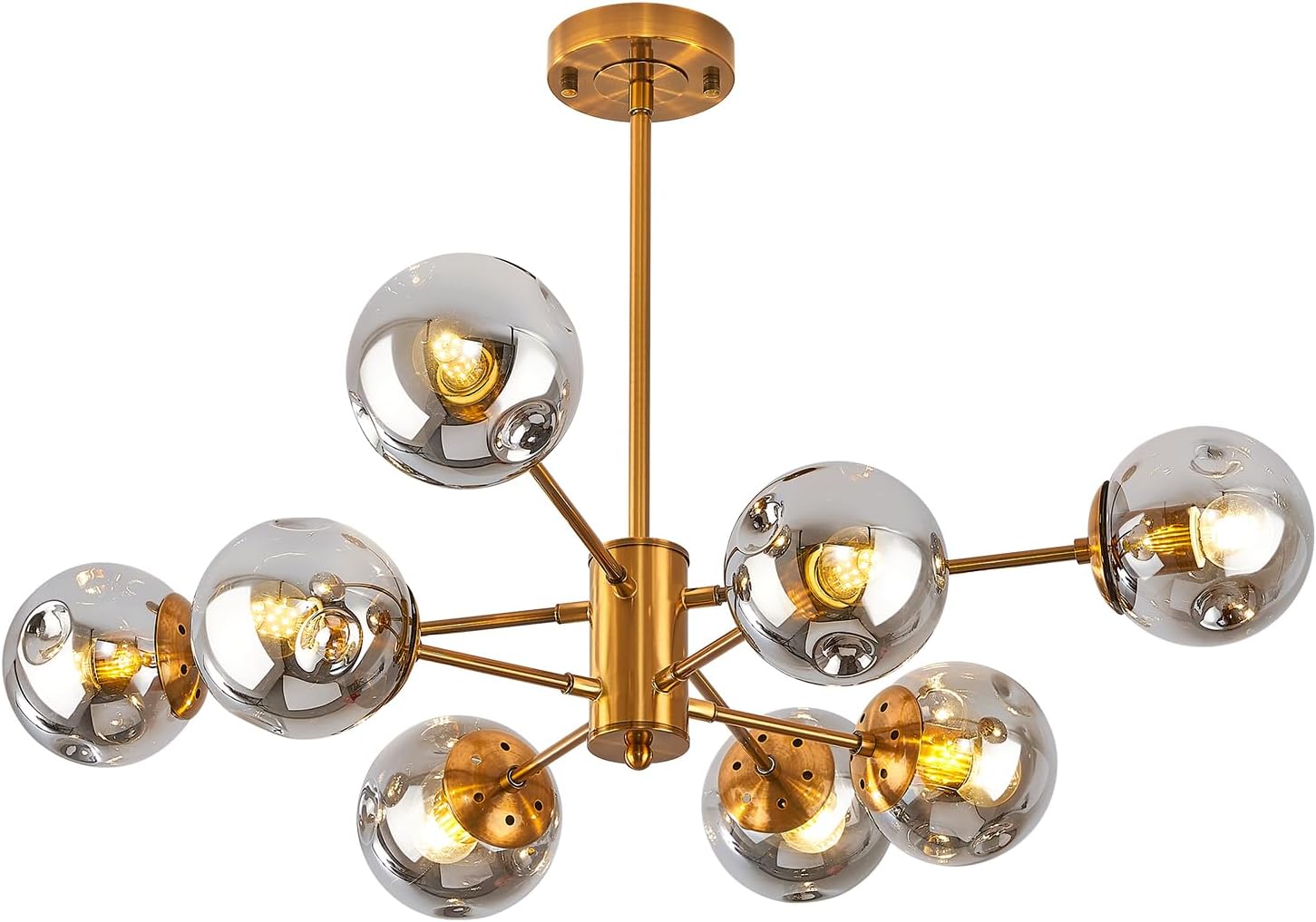 8-Light Gold Sputnik Chandelier – Glass Globes