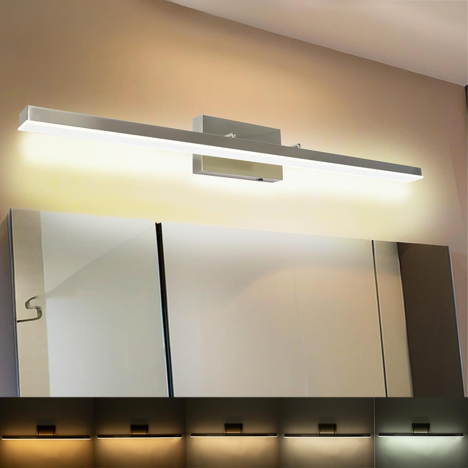 48" LED Vanity Light – Brushed Nickel, 5CCT