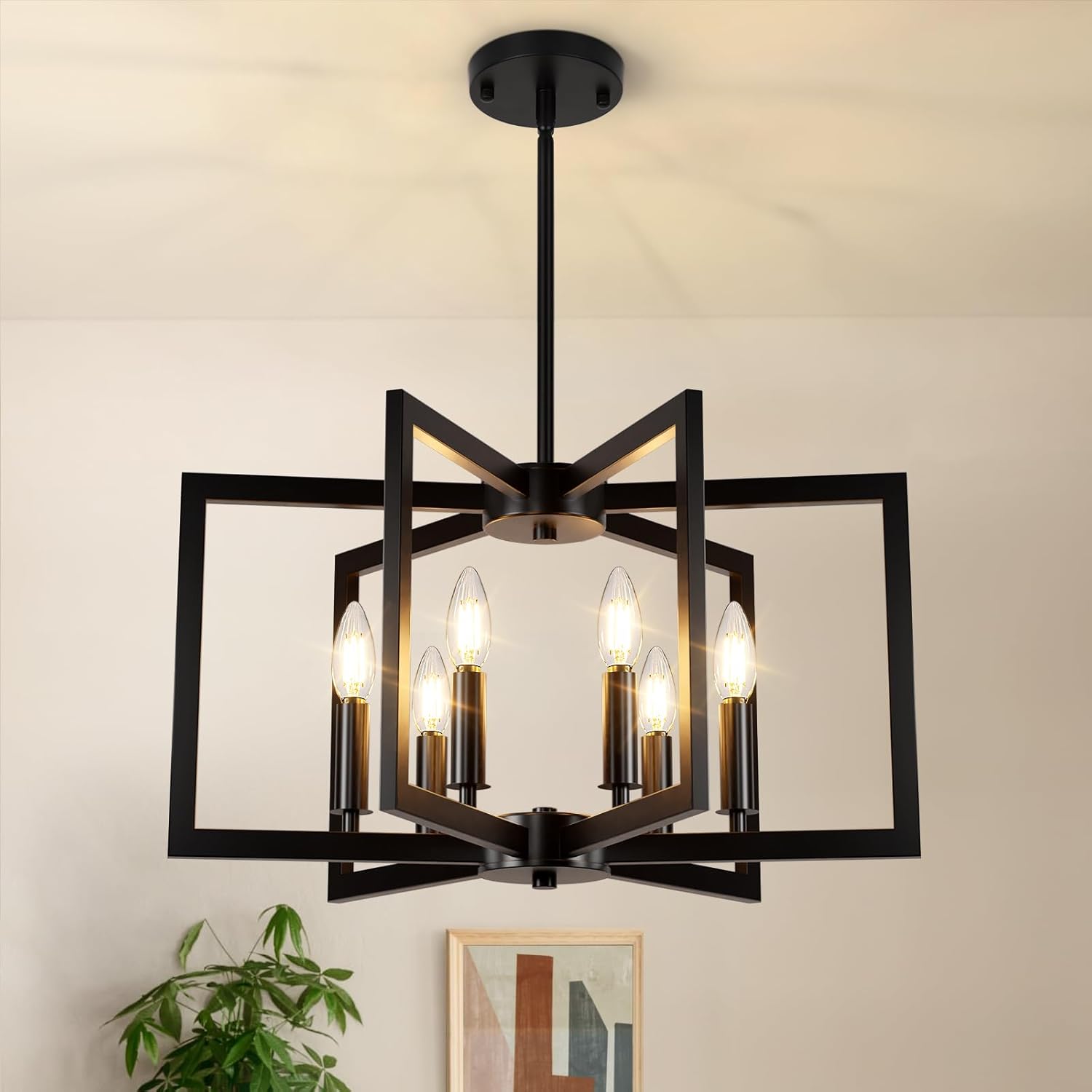 6-Light Black Farmhouse Chandelier – Industrial
