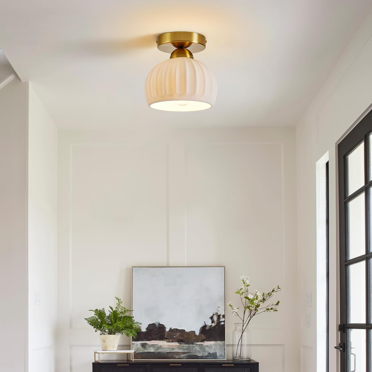 Vintage Ceramic Flush Mount Ceiling Light – 2 Pack