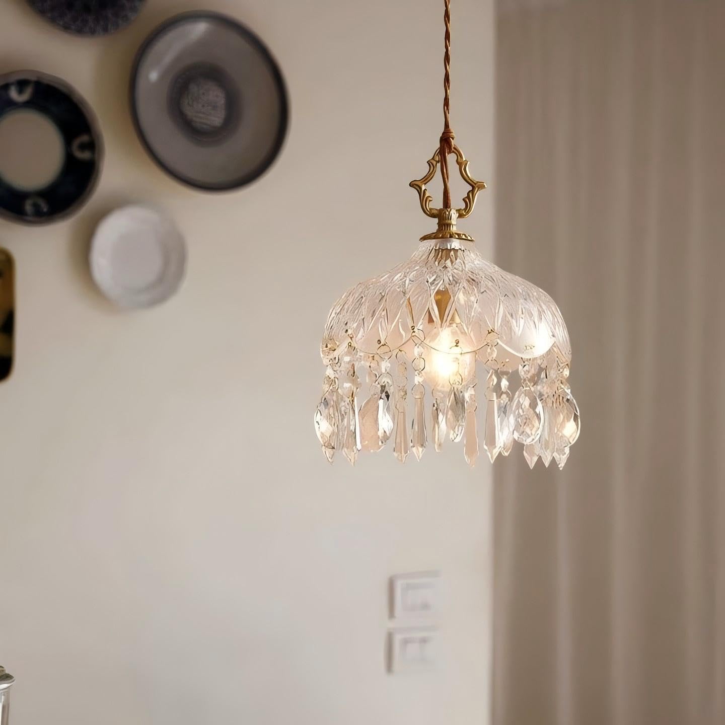 8" LIGHTLAND Vintage Crystal Dome Chandelier