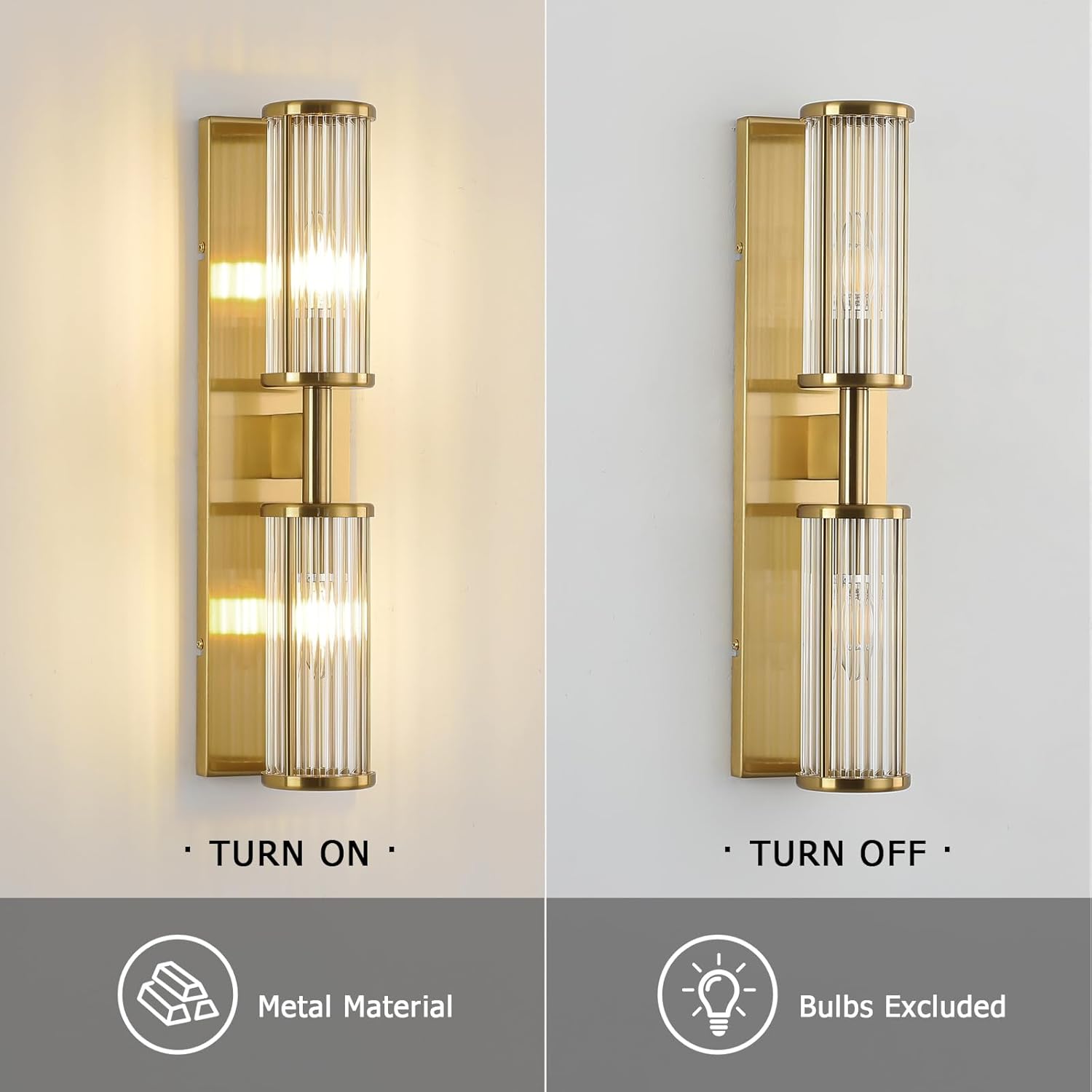 2-Light Brushed Brass Vanity Wall Lamp