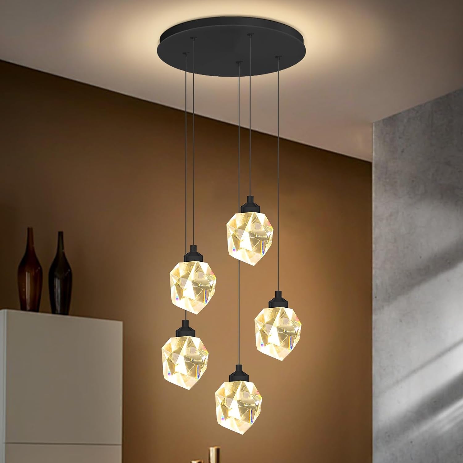 Gold 5-Light Raindrop Pendant Chandelier