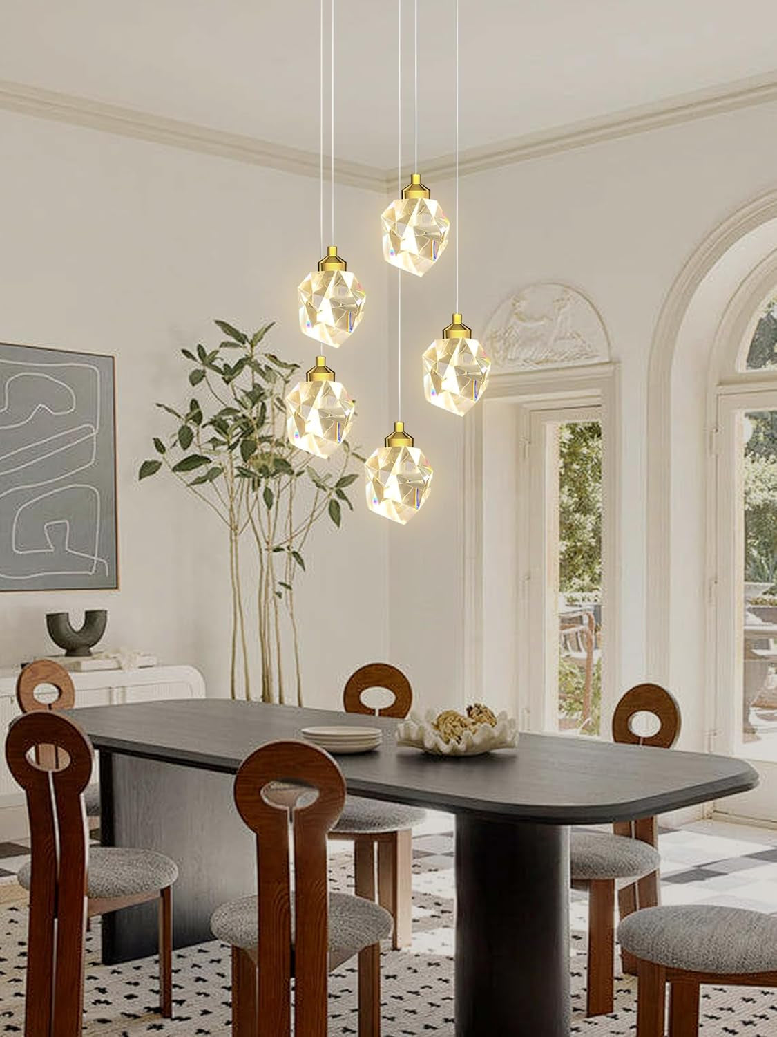 Gold 5-Light Raindrop Pendant Chandelier