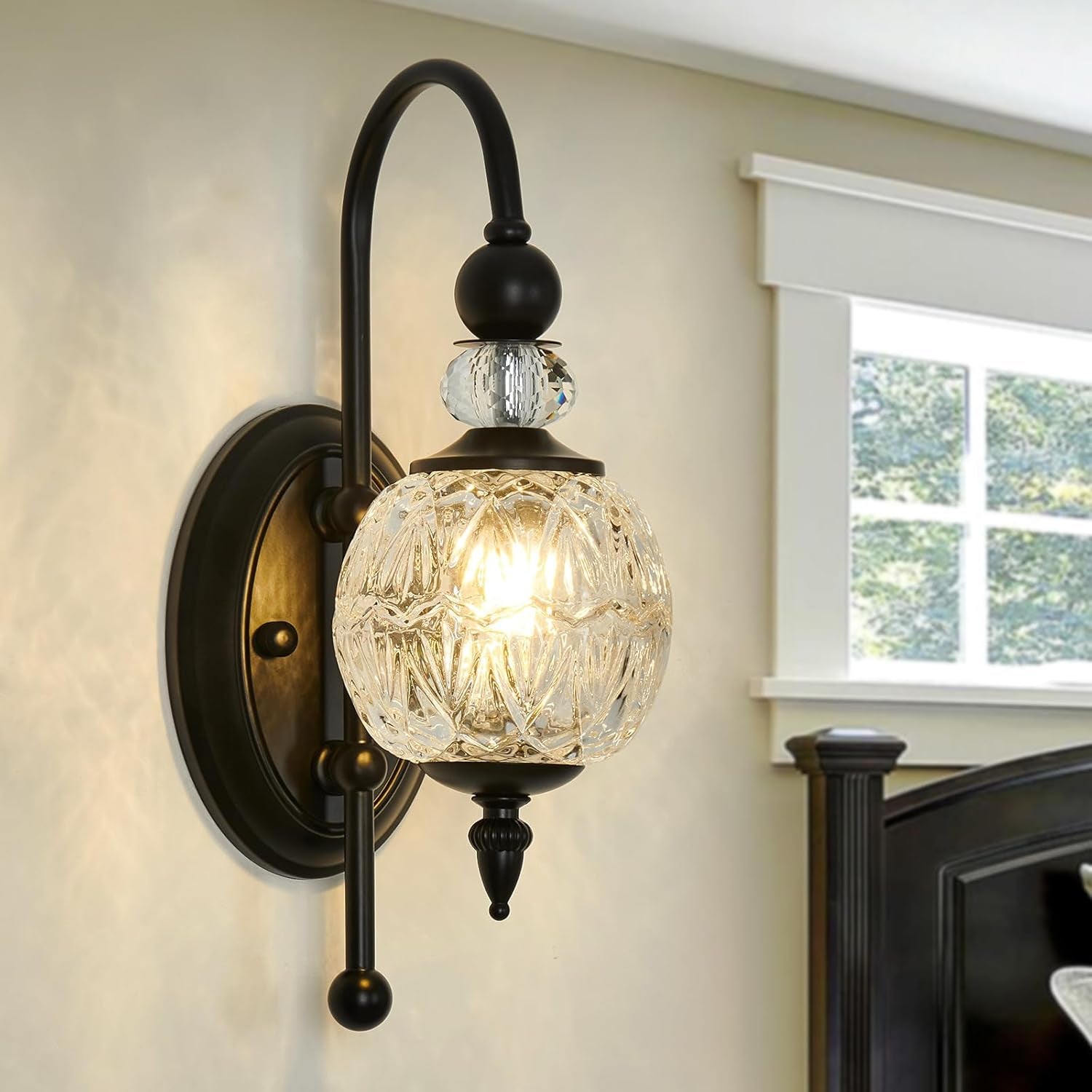 2-Light Gold Vintage Glass Globe Bathroom Vanity Light