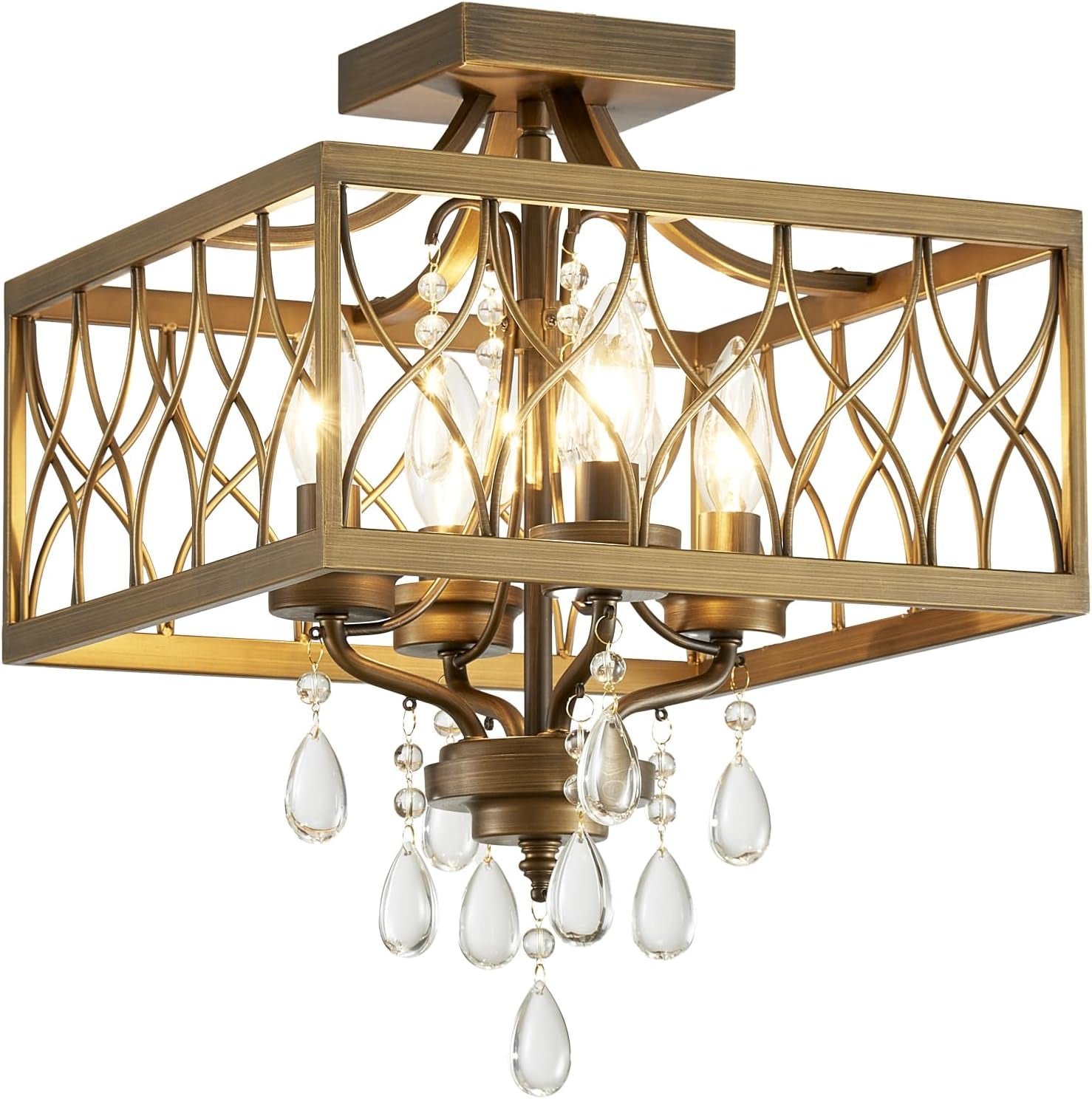 Farmhouse Rustic Crystal Ceiling Light