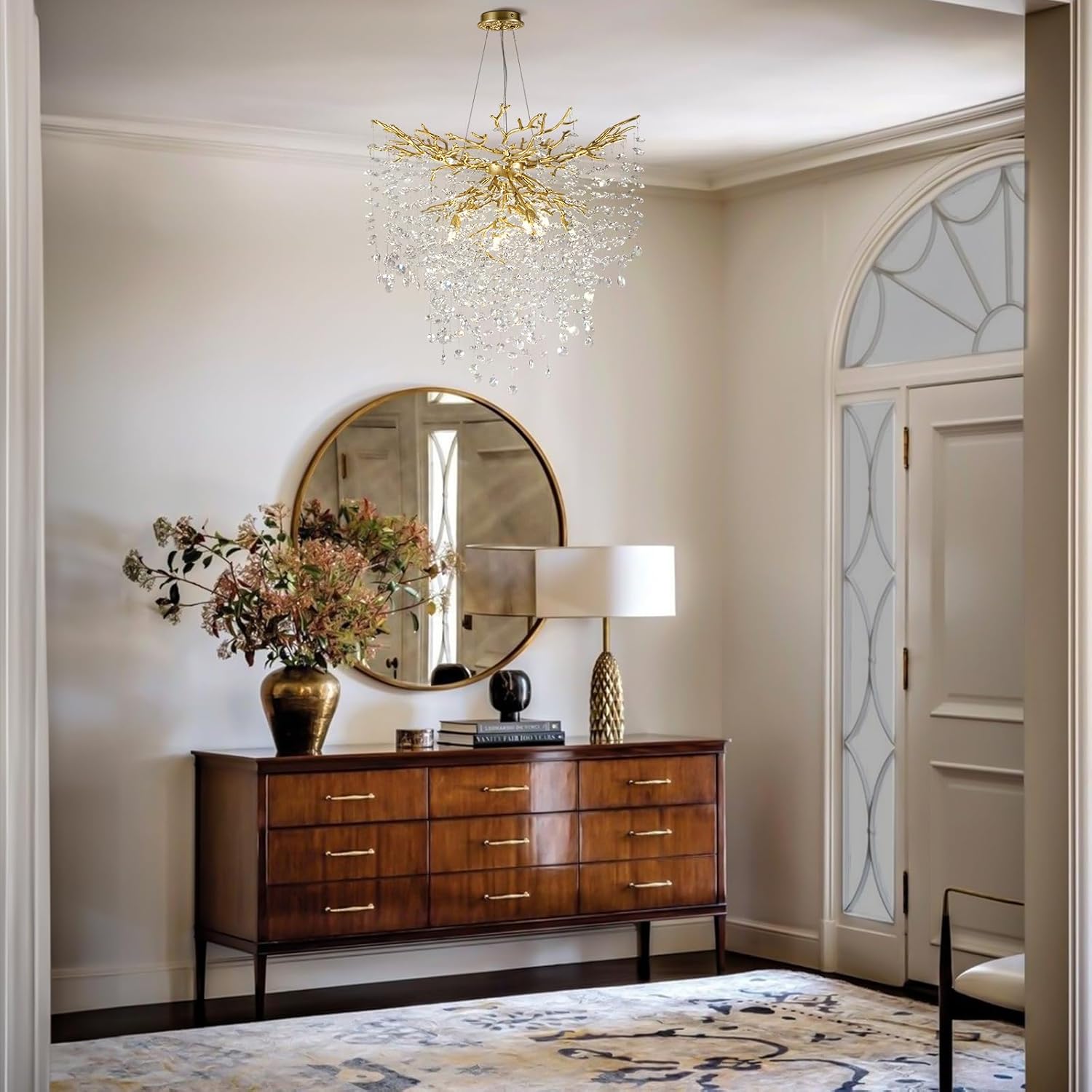 Gold Tree Branch Crystal Chandelier 32"