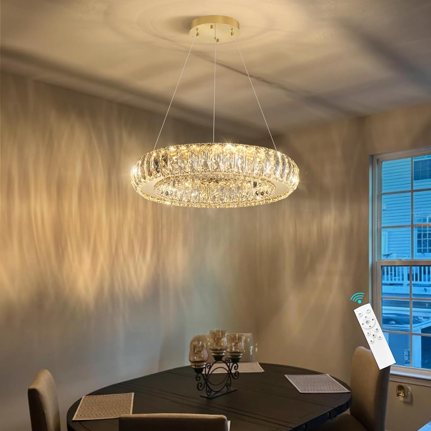 Modern 3-Ring Crystal LED Chandelier