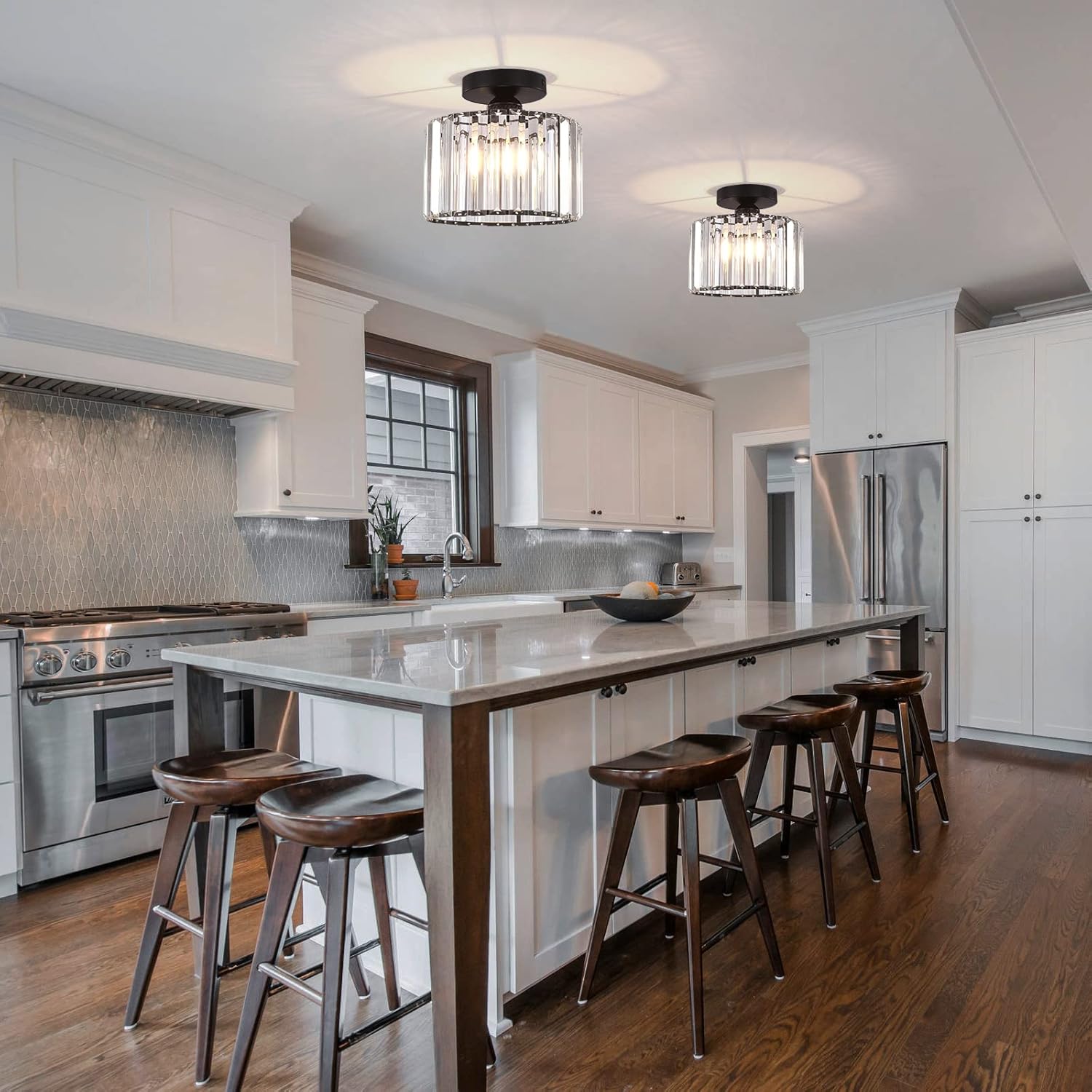 Black Crystal Ceiling Light – Semi Flush Mount