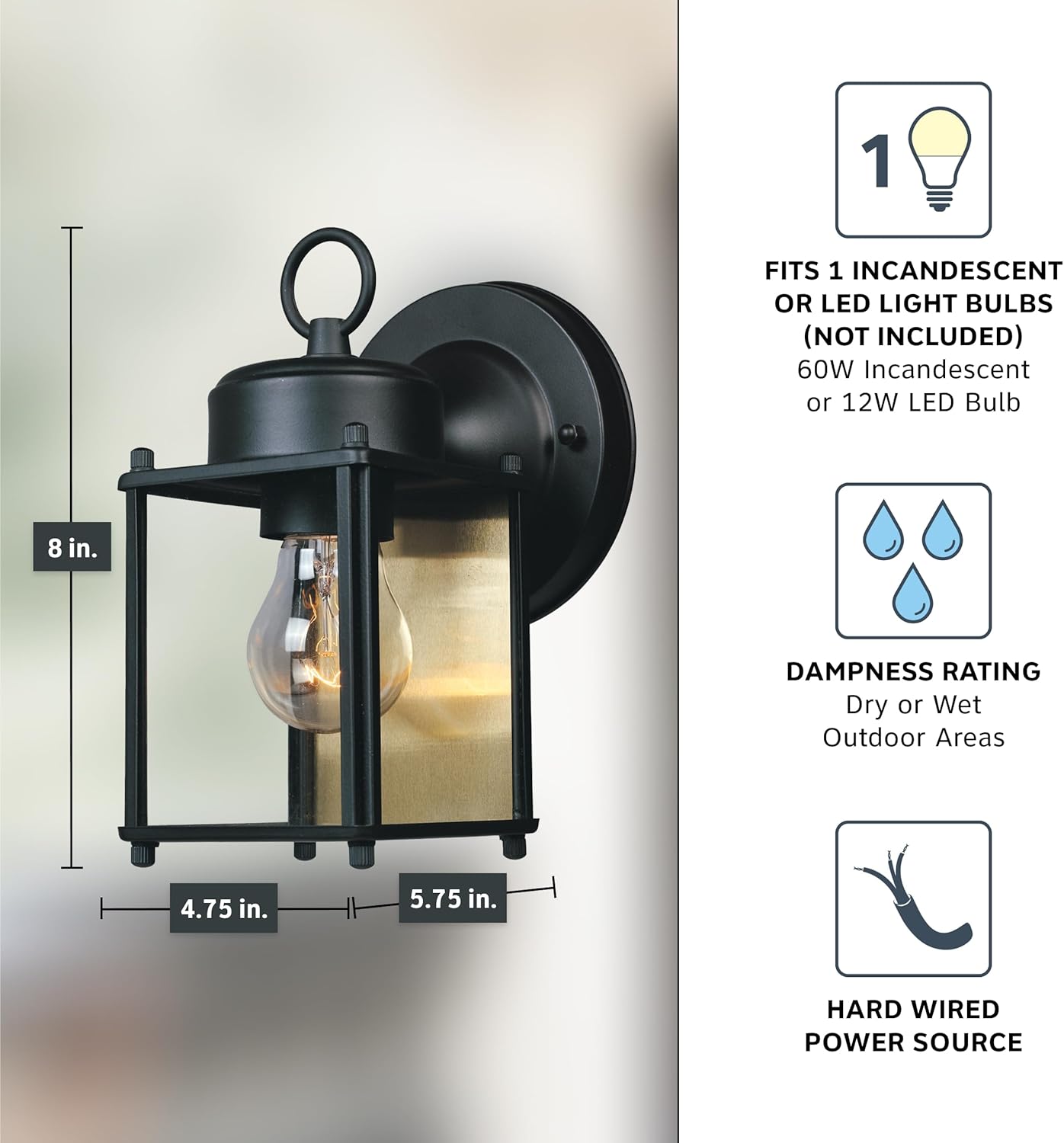 Preston 8" Outdoor Wall Light – Black Sconce
