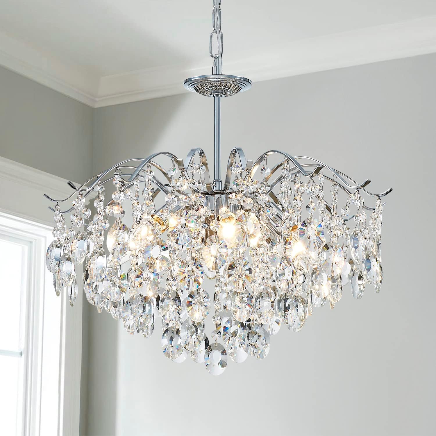20" Saint Mossi Mid-Century Modern Crystal Chandelier
