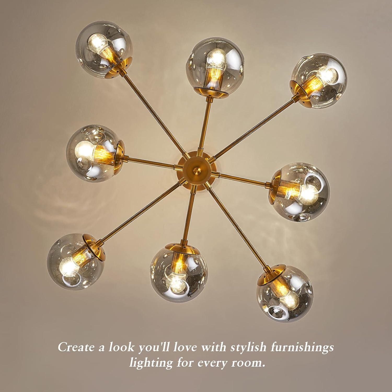 8-Light Gold Sputnik Chandelier – Glass Globes