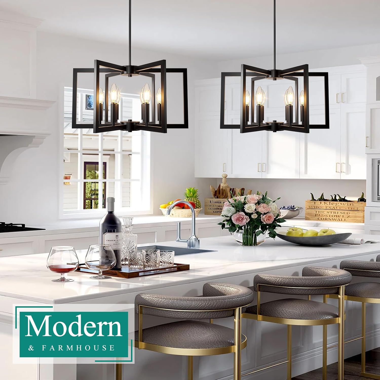 6-Light Black Farmhouse Chandelier – Industrial