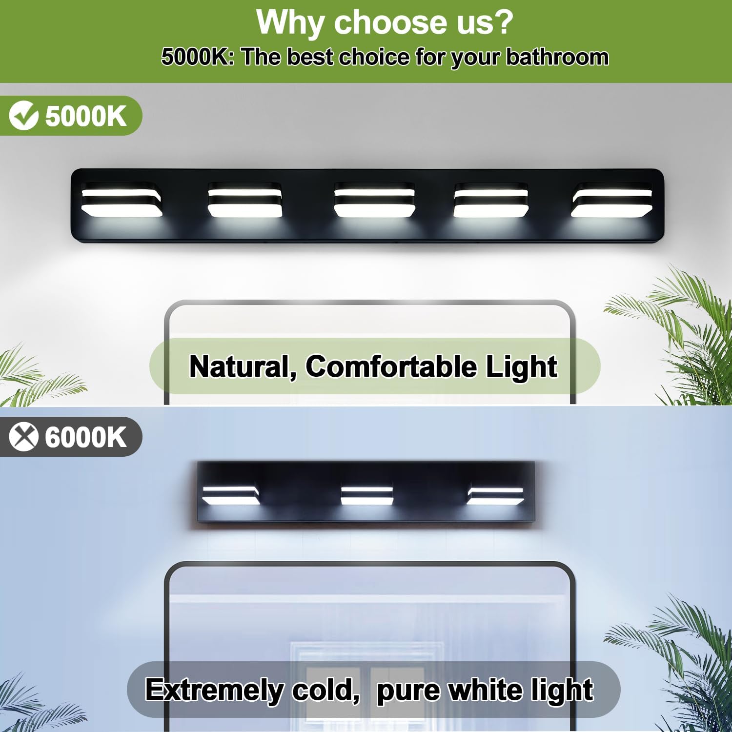 Modern 5-Light Black LED Vanity Fixture